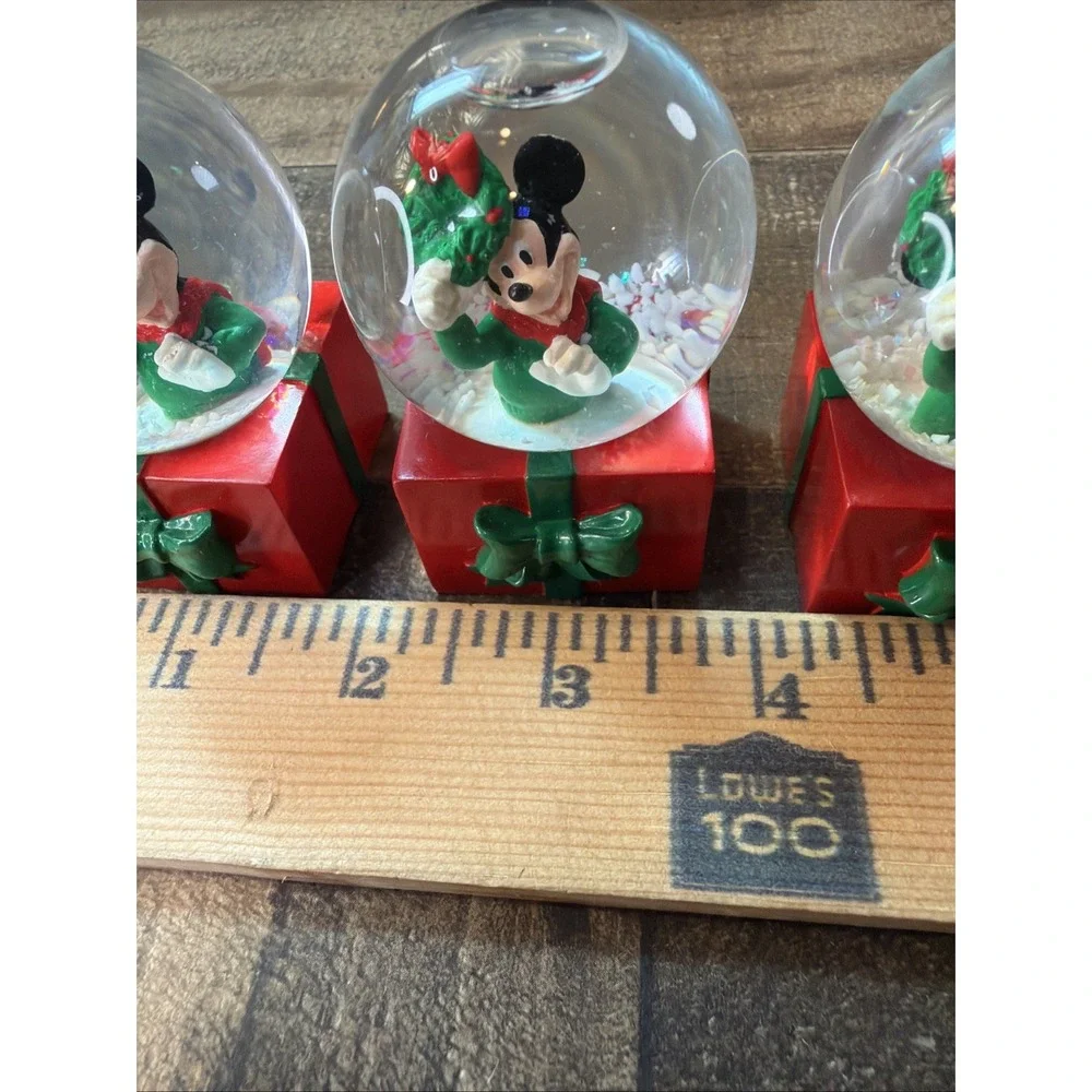 Disney JCPenney Mickey Mouse Christmas Holiday Mini Snow Globes Vintage Lot Of 3